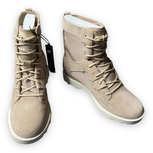 Sorel Combat Boots Caribou OTM Waterproof Outdoor Lug Sole Taupe Leather 7.5 - Picture 2 of 8